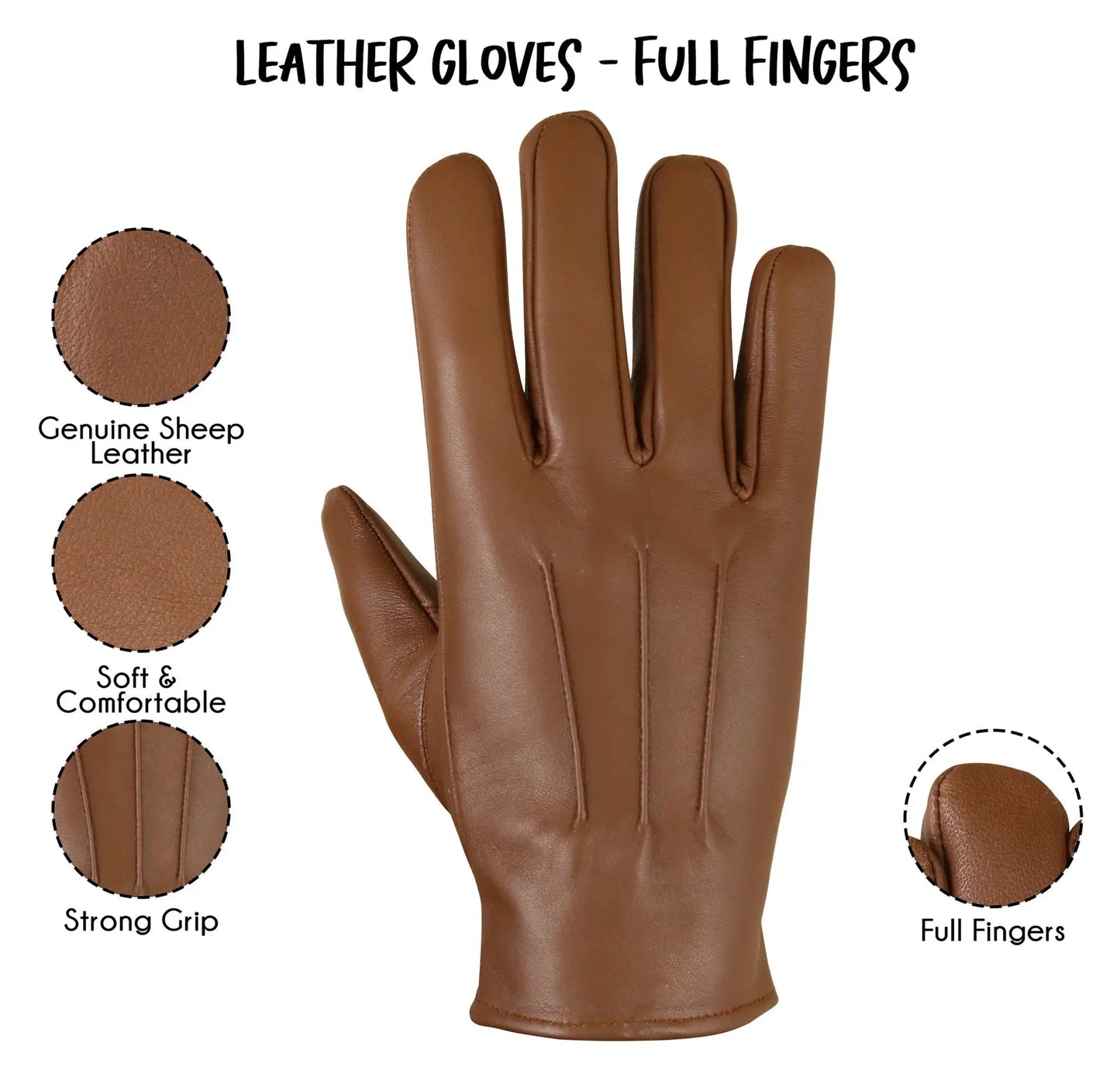 Brown Lambskin Leather Gloves