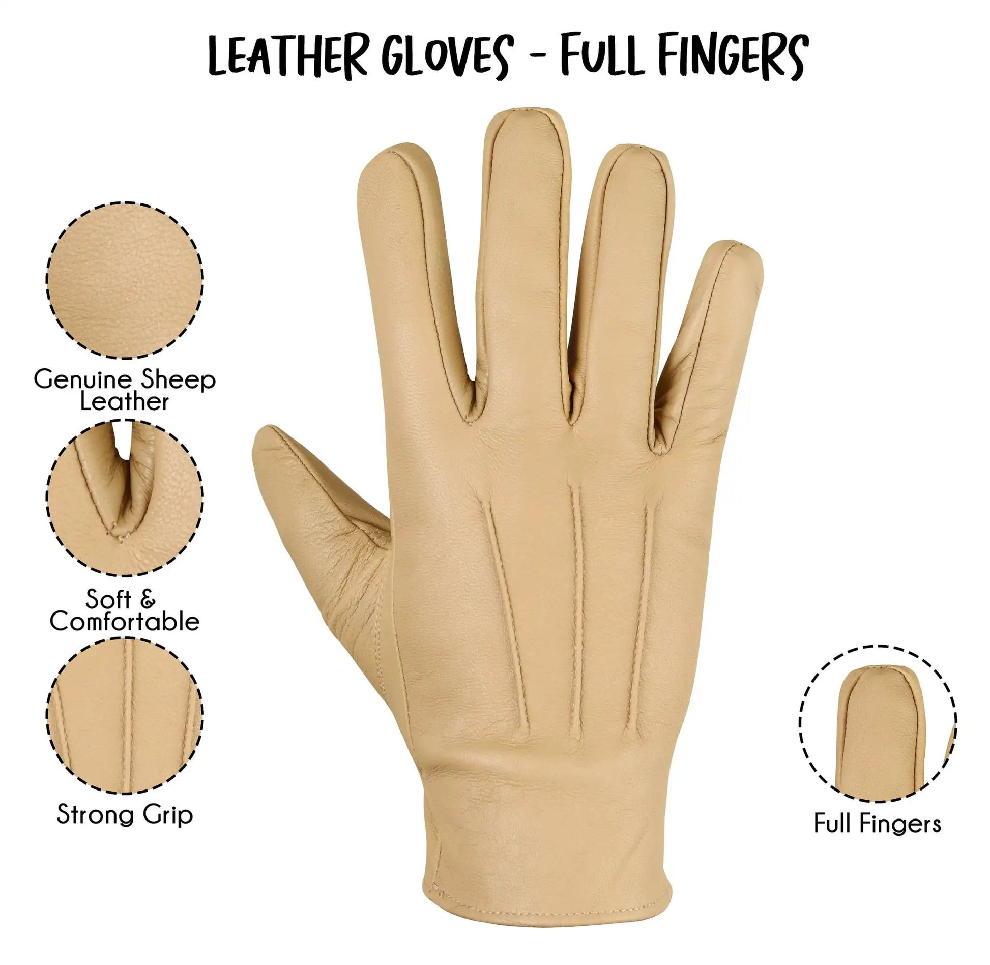 Beige Lambskin Leather Gloves