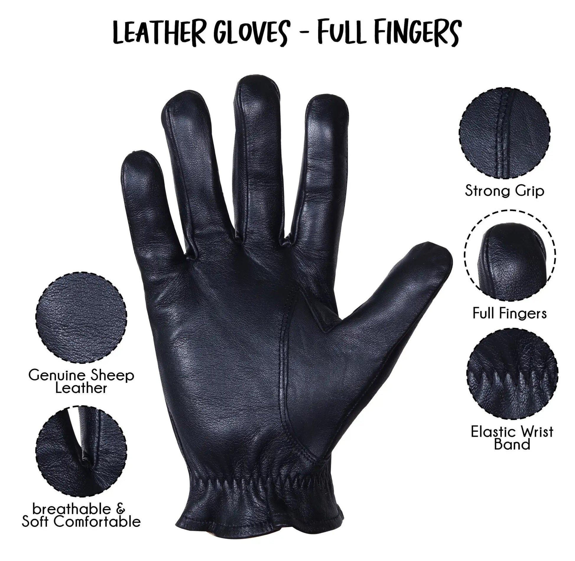 Black Lambskin Leather Gloves