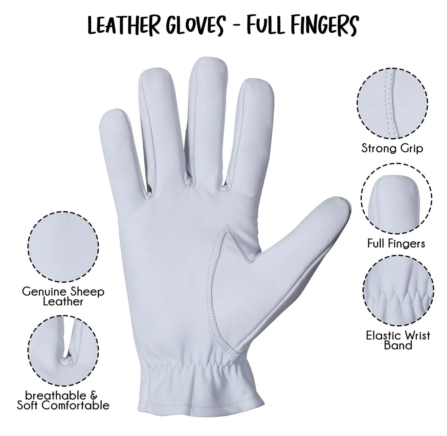 White Lambskin Leather Gloves