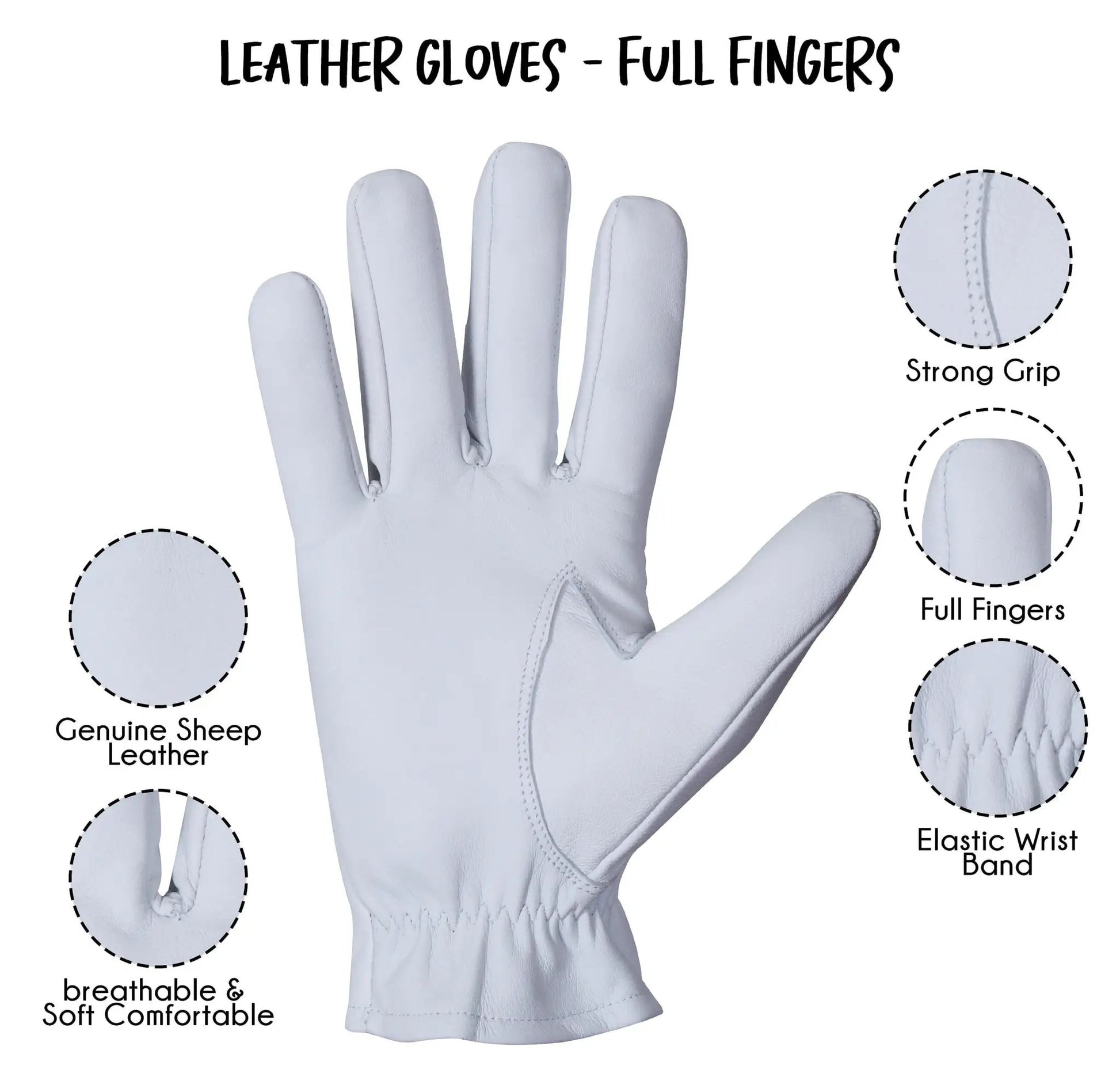 White Lambskin Leather Gloves