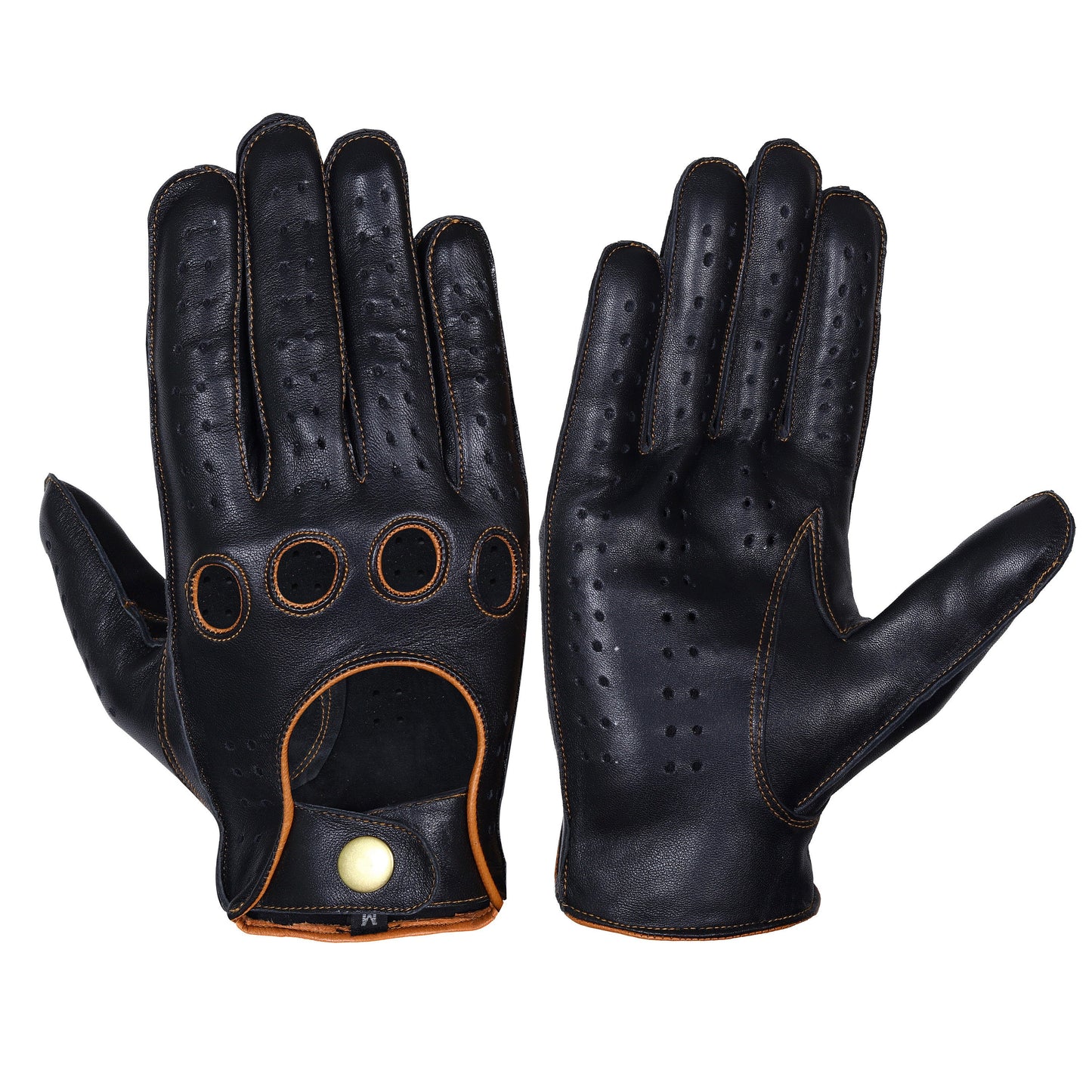 Black Brown Lambskin leather Gloves