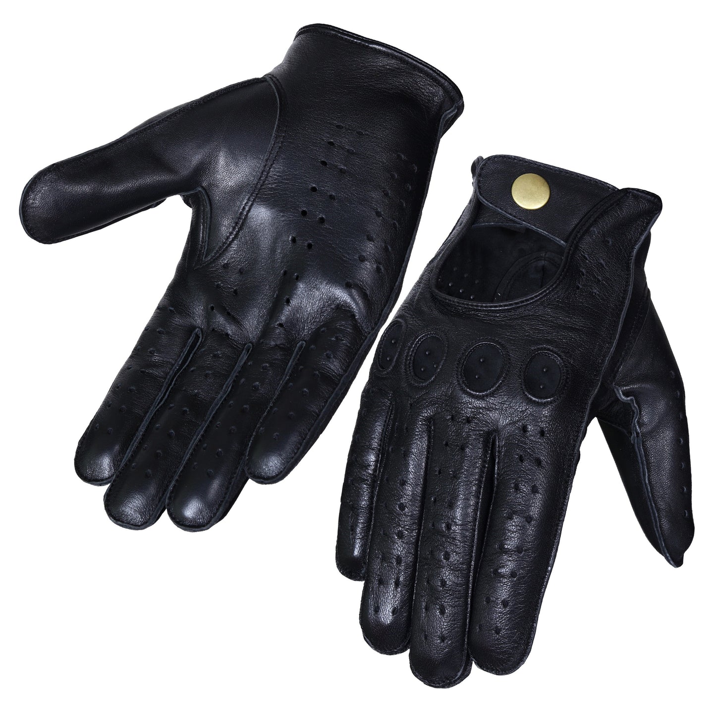 Black Lambskin Knuckle Leather Gloves