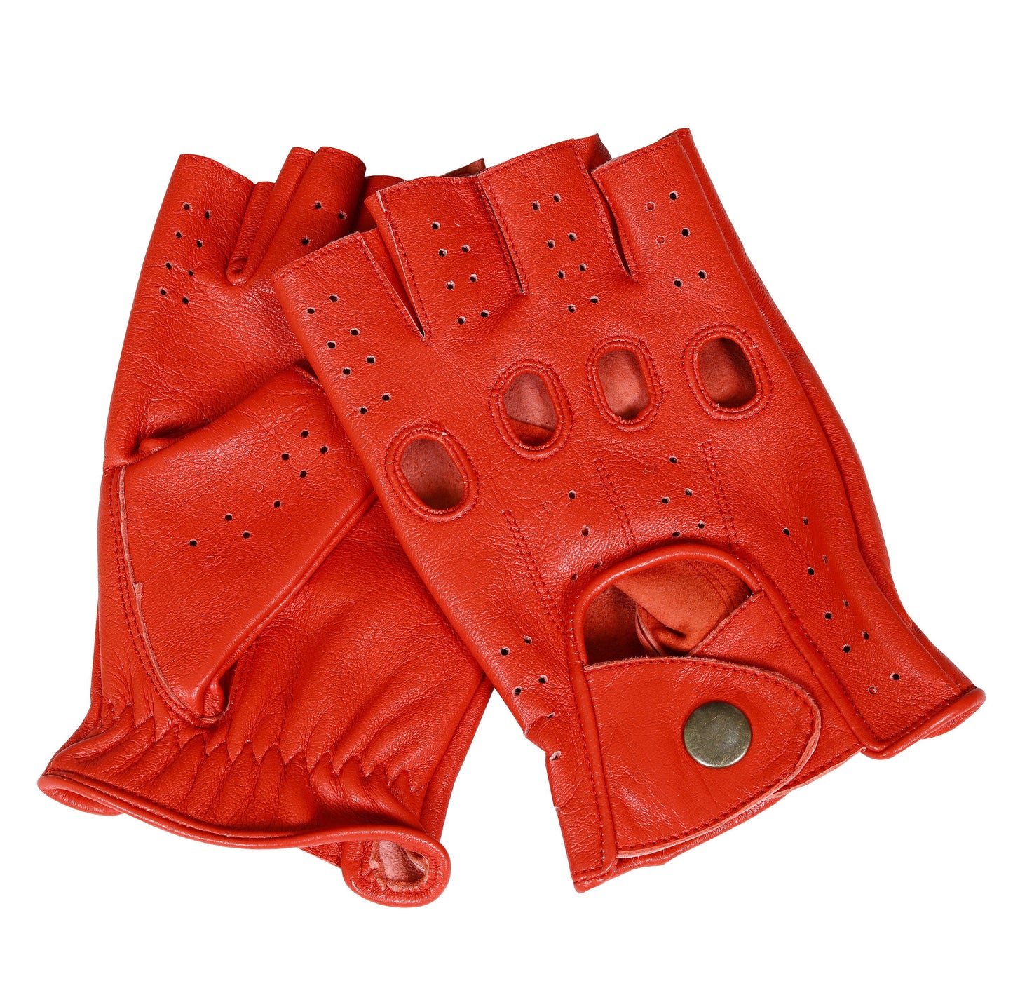 Red Half Finger Lambskin Leather gloves