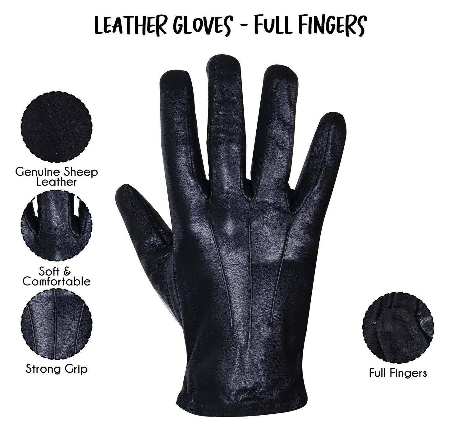 Black Lambskin Leather Gloves