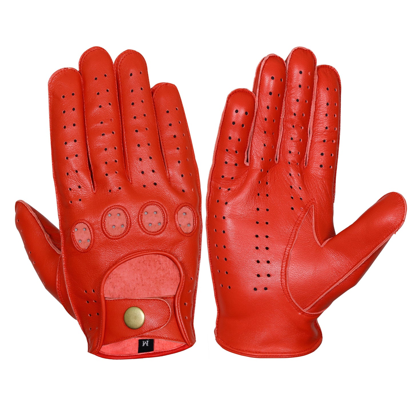 Red Lambskin Knuckle Leather Gloves