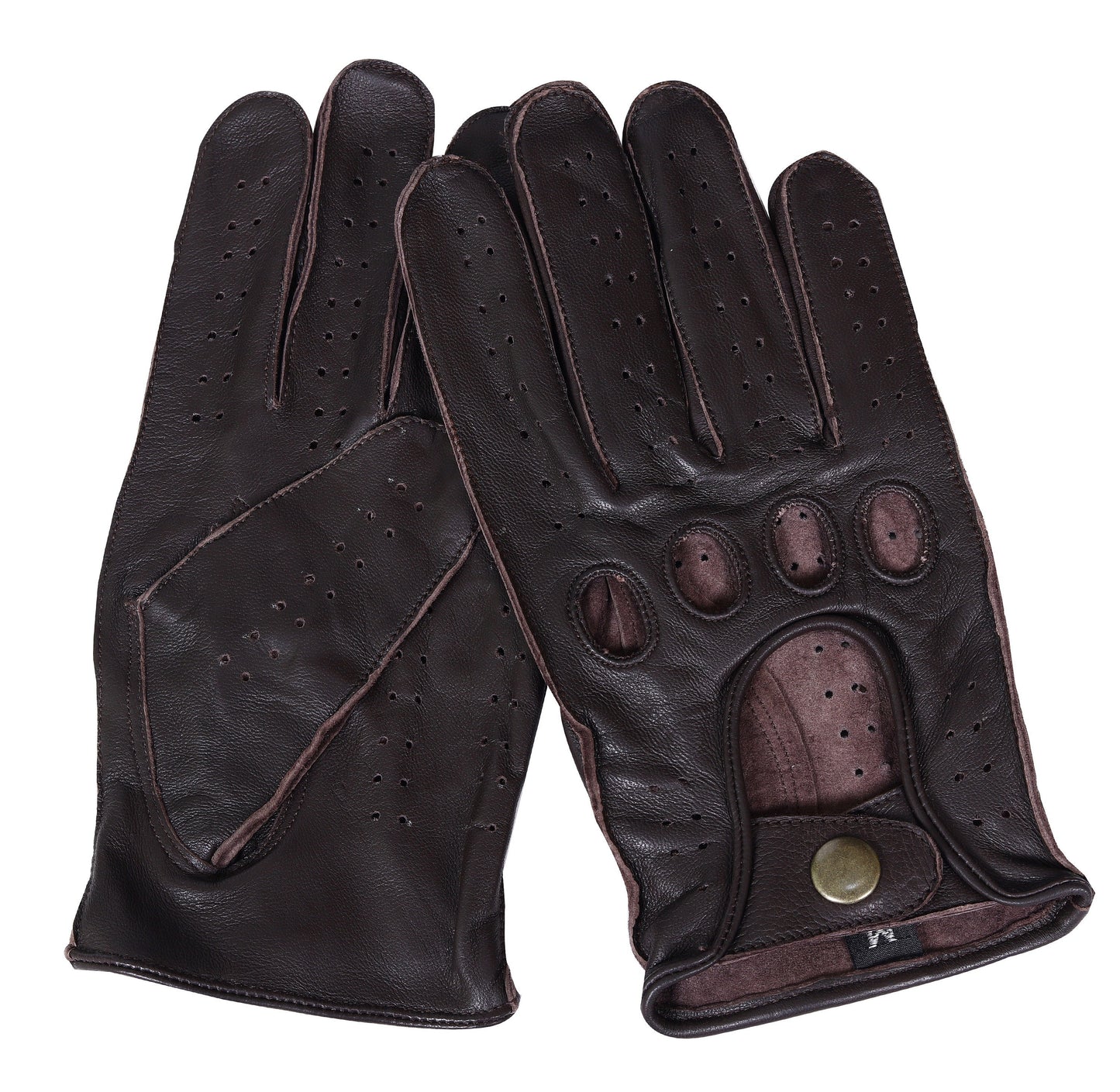 Chocolate Brown Lambskin Knuckle Leather Gloves