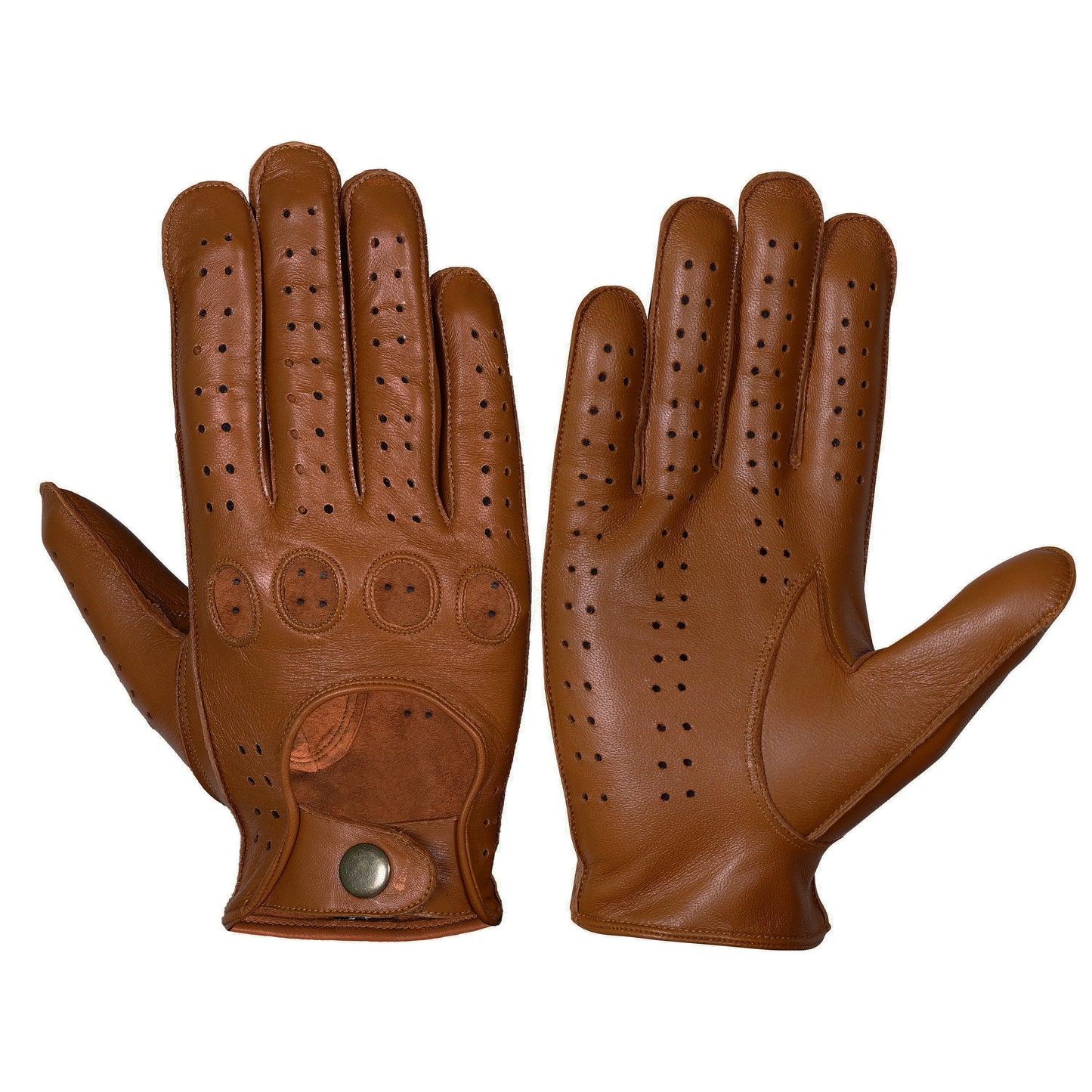 Dark Brown Lambskin Knuckle Leather Gloves
