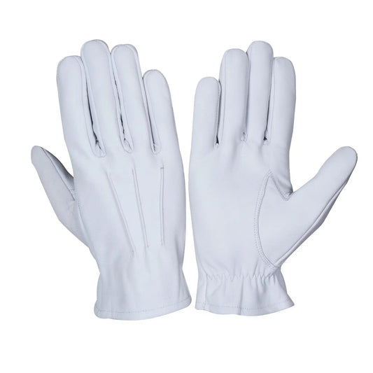 White Lambskin Leather Gloves