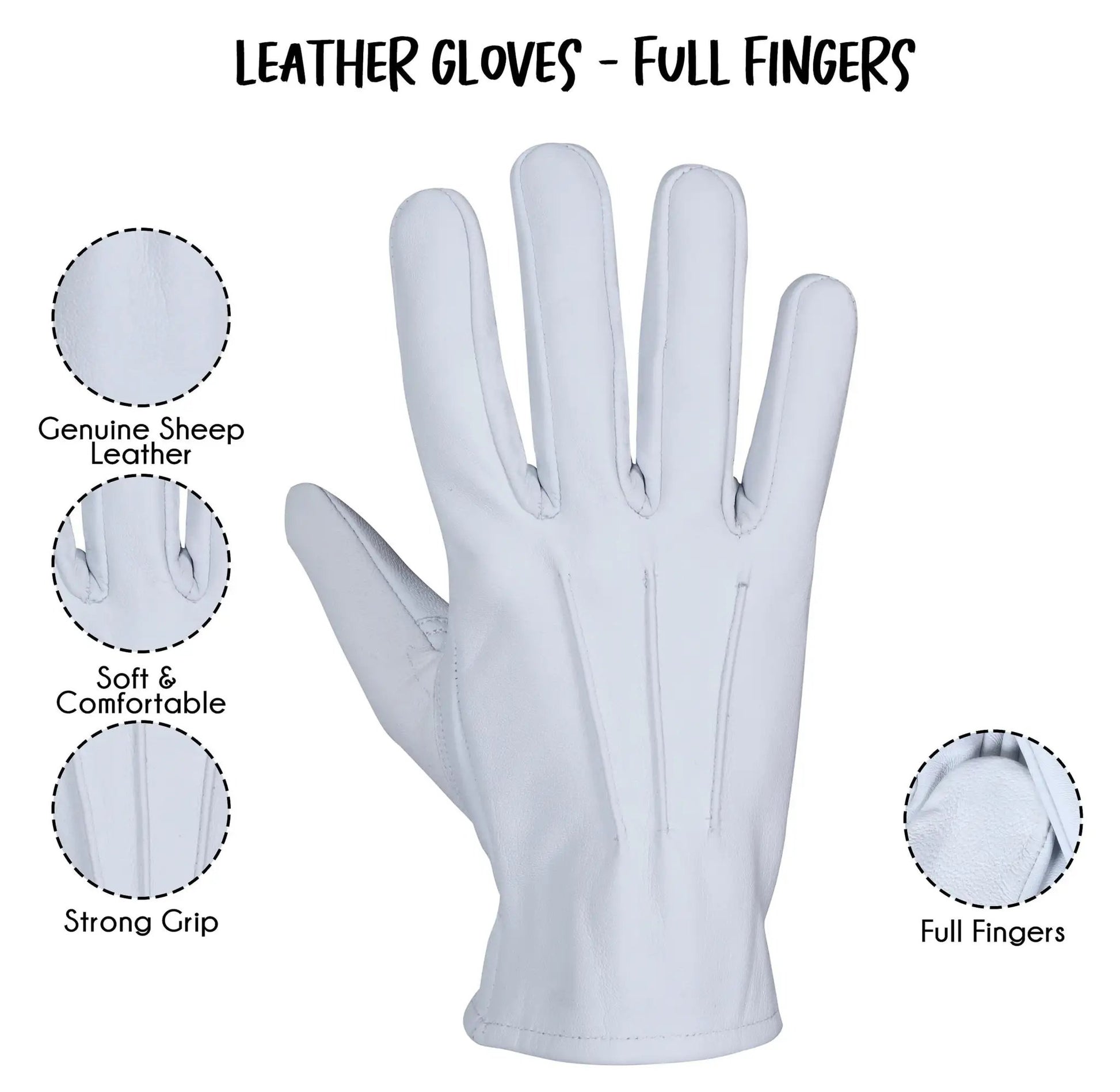 White Lambskin Leather Gloves