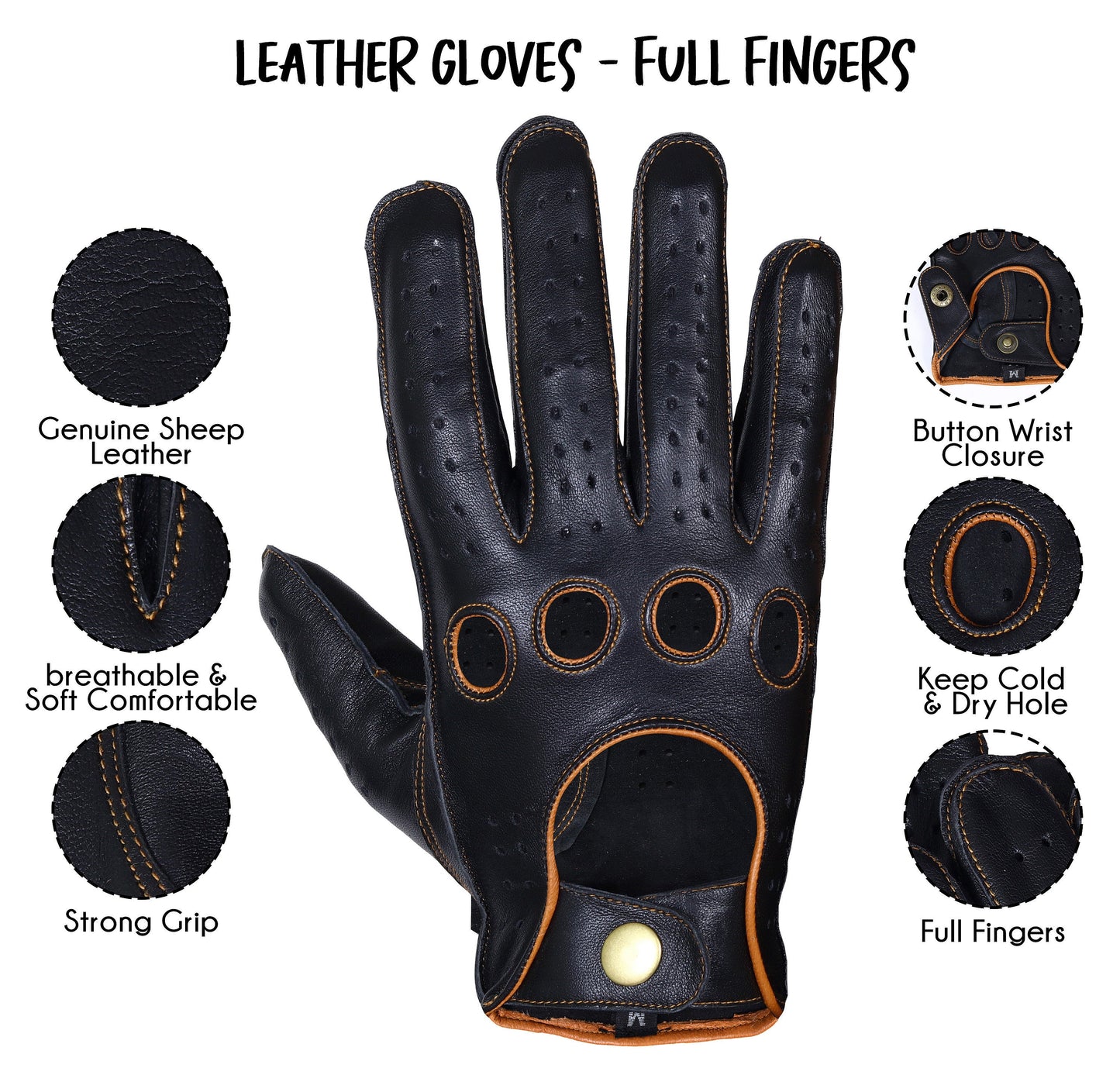 Black Brown Line-Half - Lambskin Leather