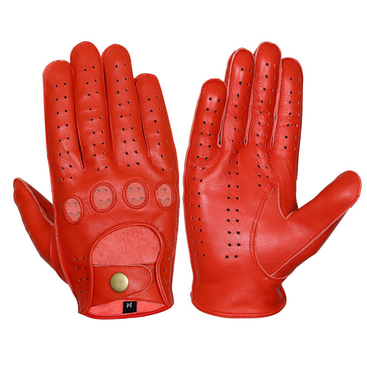 Red Leather Gloves - Lambskin Leather
