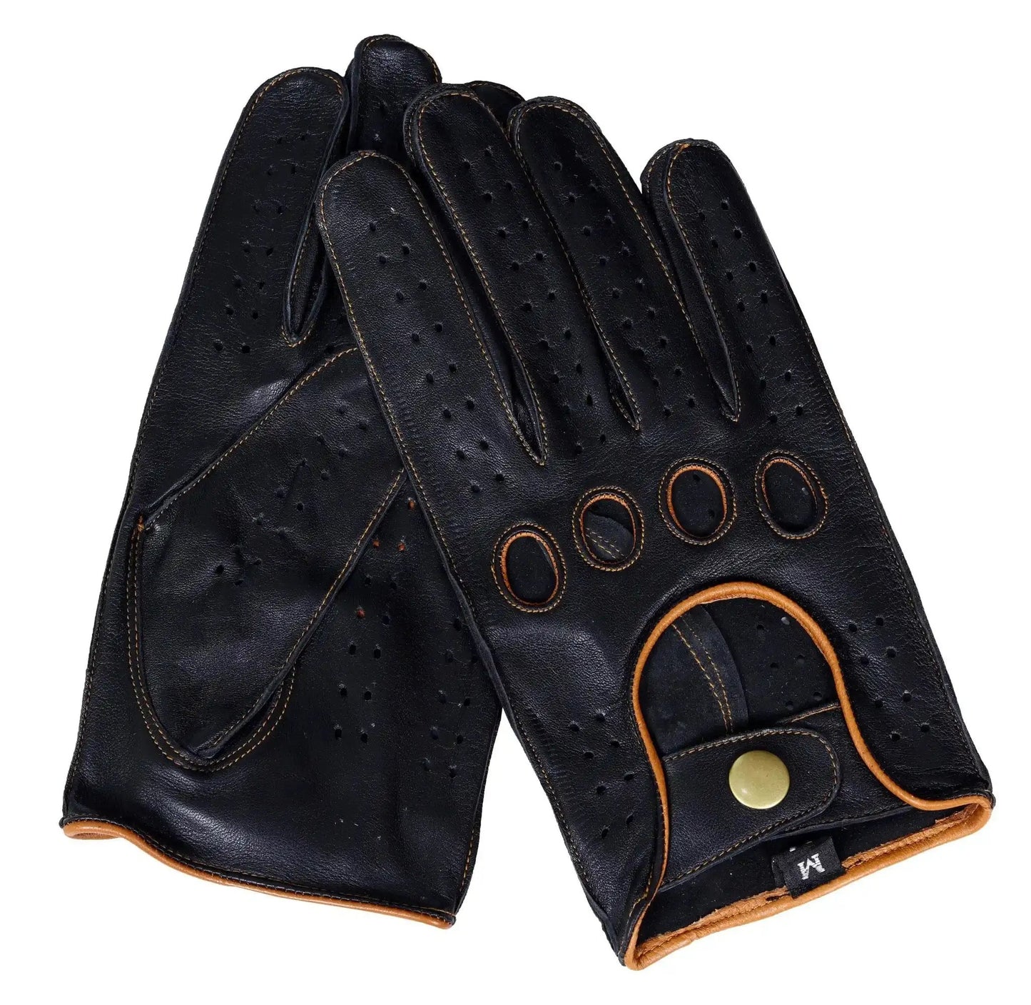 Black Brown Lambskin leather Gloves