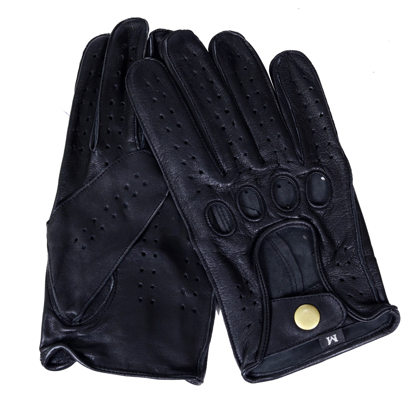 Black Lambskin Knuckle Leather Gloves