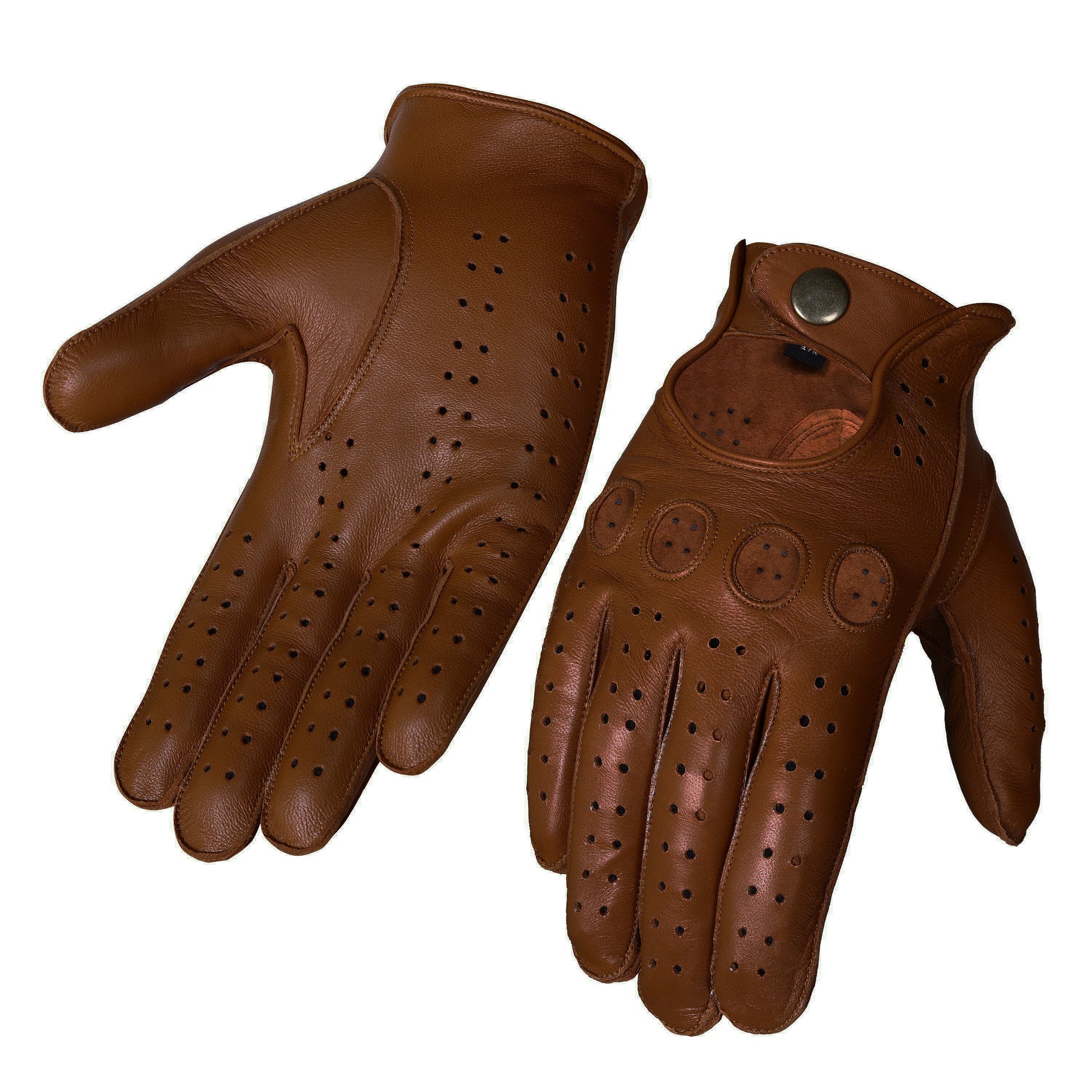 Dark Brown Lambskin Knuckle Leather Gloves